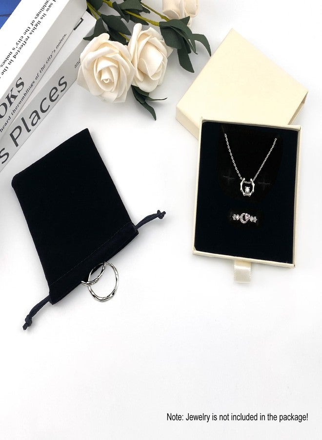 Quacc Small Jewelry Gift Box and Velvet Bag, Necklace Bracelet Earring Cardboard Organizer Square Jewellery Gift Box Pendent Storage Case for Birthday Xmas Christmas Wrapping (Beige) - Image 3